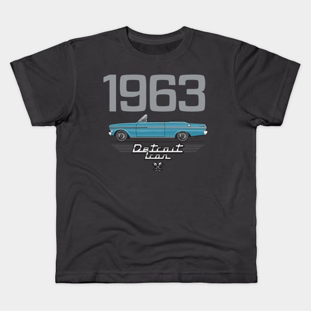 1963 Blue convertible Kids T-Shirt by JRCustoms44